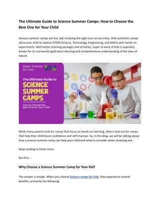 The Ultimate Guide to Science Summer Camps