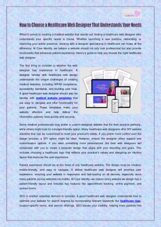 How to Choose a Healthcare Web Designer That Understands Your Needs
