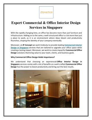 Expert Commercial & Office Interior Design Services in Singapore