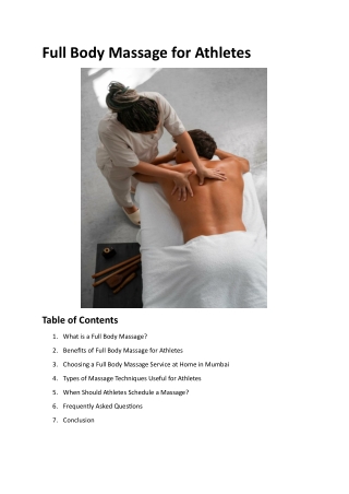 Full Body Massage for Athletes