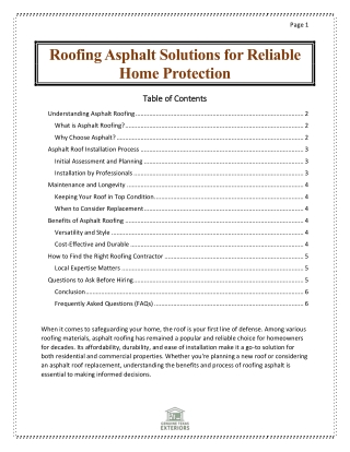 Roofing Asphalt Solutions for Reliable Home Protection