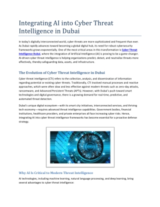 Integrating AI into Cyber Threat Intelligence in Dubai