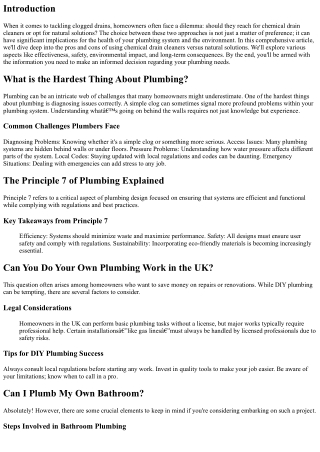 **The Pros and Cons of Using Chemical Drain Cleaners vs Natural Solutions!**