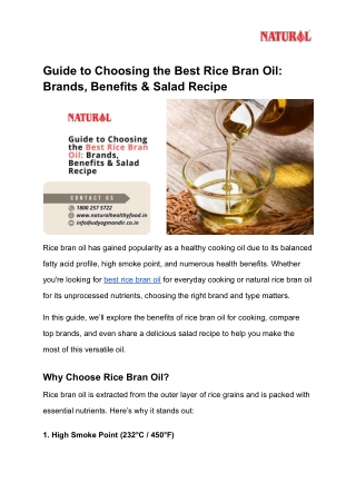 Guide to Choosing the Best Rice Bran Oil_ Brands, Benefits & Salad Recipe