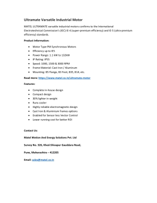 Ultramate Varsatile Industrial Motor