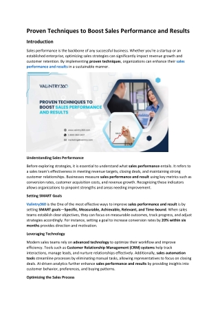 Proven Techniques to Boost Sales Performance and Results