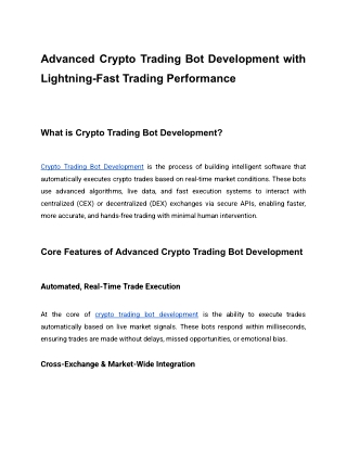 Advanced Crypto Trading Bot Development with Lightning-Fast Trading Performance
