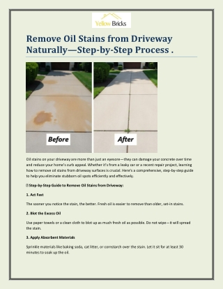 Remove Oil Stains from Driveway Naturally