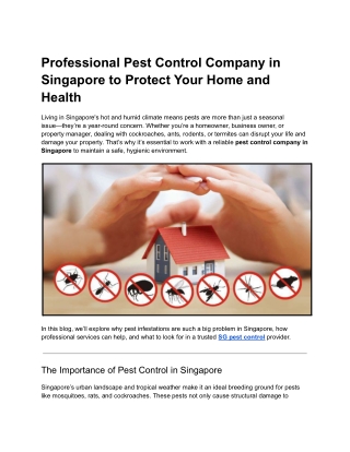 Professional Pest Control Company in Singapore to Protect Your Home and Health