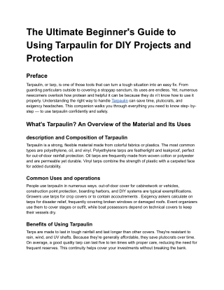 The Ultimate Beginner's Guide to Using Tarpaulin for DIY Projects and Protection