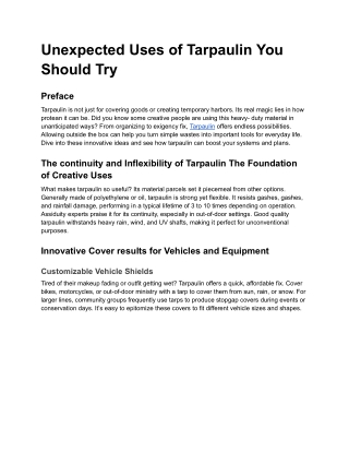 Unexpected Uses of Tarpaulin You Should Try