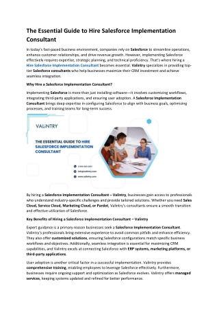 The Essential Guide to Hire Salesforce Implementation Consultant