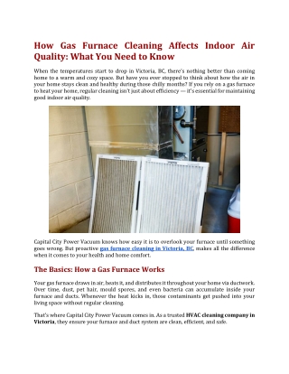How Gas Furnace Cleaning Affects Indoor Air Quality