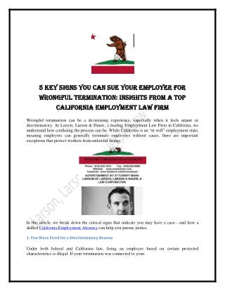 5 Key Signs You Can Sue Your Employer for Wrongful Termination