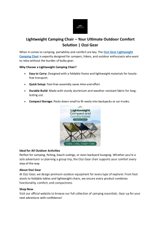 Lightweight Camping Chair