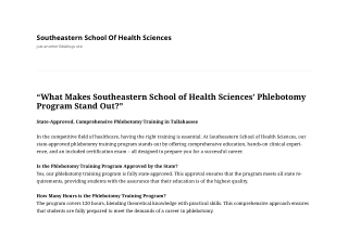 “What Makes Southeastern School of Health Sciences’ Phlebotomy Program Stand Out_”