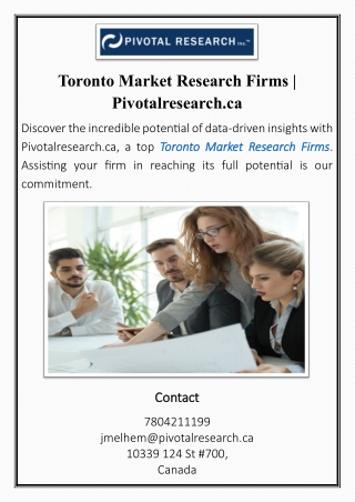 Toronto Market Research Pivotalresearch.ca