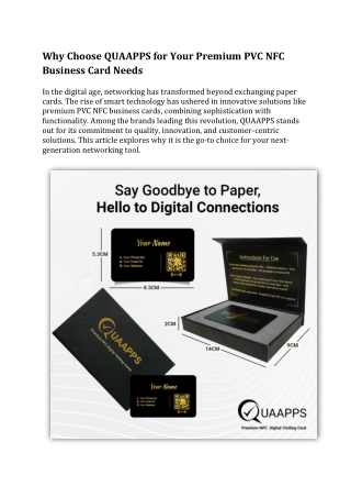 Why Choose QUAAPPS for Your Premium PVC NFC Business Card Needs