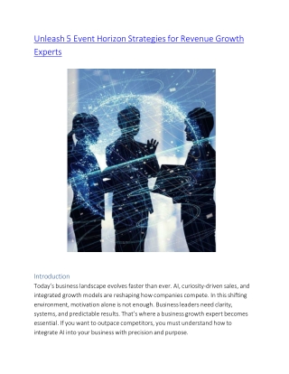 Unleash 5 Event Horizon Strategies for Revenue Growth Experts