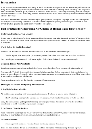 Best Practices for Improving Air Quality in your home: Simple Tips to Follow