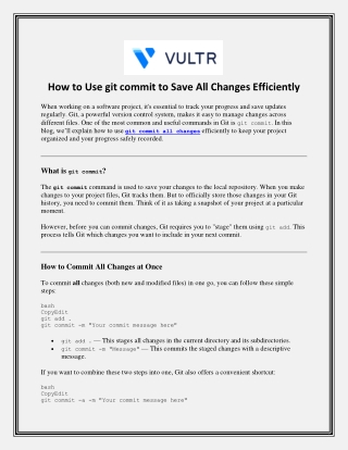 How to Use git commit to Save All Changes Efficiently