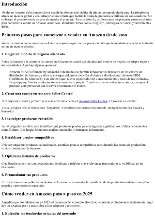 Primeros pasos para comenzar a vender en Amazon desde casa