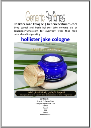 Hollister Jake Cologne  Genericperfumes.com