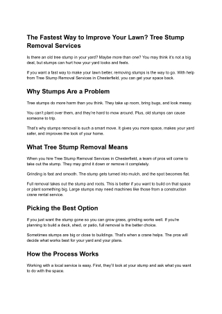 The Fastest Way to Improve Your Lawn_ Tree Stump Removal Services