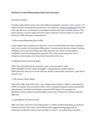 The Role of Content Marketing in B2B Lead Generation