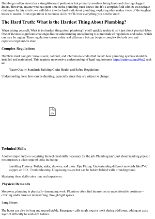 **The Hard Truth: What is the Hardest Thing About Plumbing?**