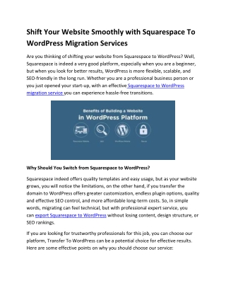 Shift Your Website Smoothly with Squarespace To WordPress Migration Services