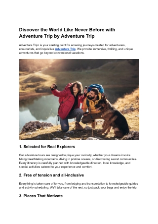 Discover the World Like Never Before with Adventure Trip by Adventure Trip