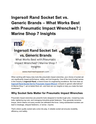 Ingersoll Rand Socket Set vs. Generic Brands – What Works Best with Pneumatic Impact Wrenches  Marine Shop 7 Insights