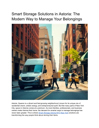 Smart Storage Solutions in Astoria: The Modern Way to Manage Your Belongings