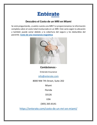 Descubra el Costo de un MRI en Miami