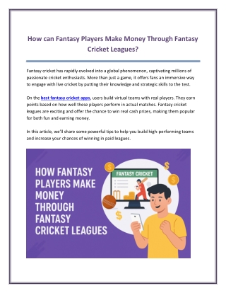 How Can Fantasy Players Make Money Through Fantasy Cricket Leagues