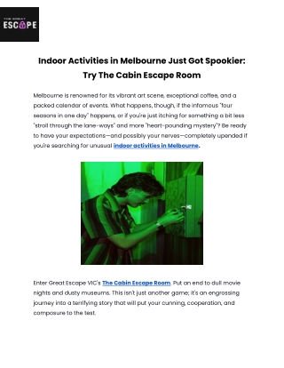 Indoor Activities in Melbourne Just Got Spookier_ Try The Cabin Escape Room