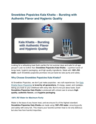 Kala Khatta – Bursting with Authentic Flavor and Hygienic Quality