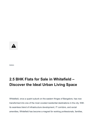 _2.5 BHK flats for sale in Whitefield