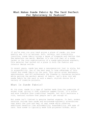 Suede Fabric By The Yard