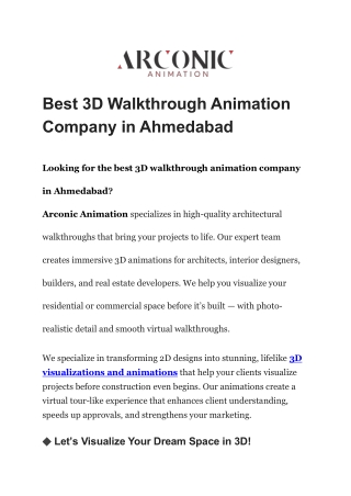 Best 3D Walkthrough Animation Company in Ahmedabad