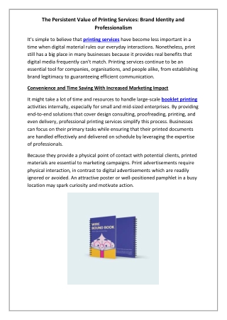 The Persistent Value of Printing Services Brand Identity and Professionalism