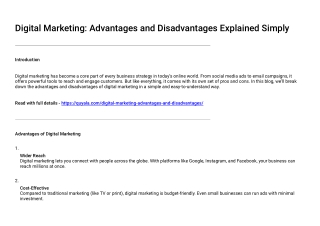 Digital Marketing Advantages and Disadvantages
