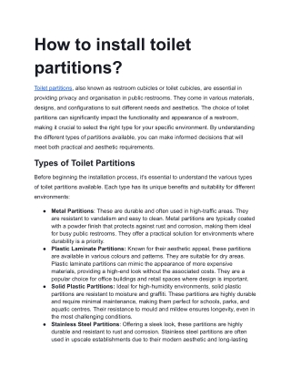 How to install toilet partitions?