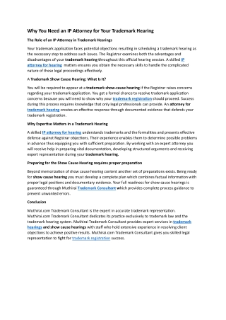 Why You Need an IP Attorney for Your Trademark Hearing