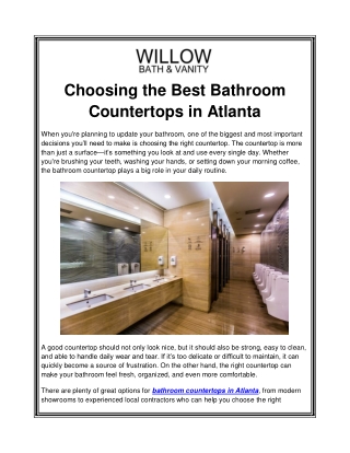 Choosing the Best Bathroom Countertops in Atlanta