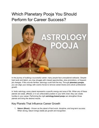 Which Planetary Pooja You Should Perform for Career Success