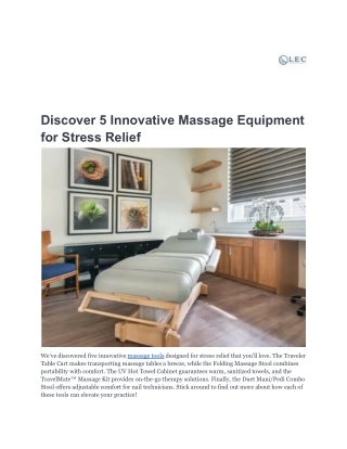 Discover 5 Innovative Massage Equipment for Stress Relief-Livingearthcrafts