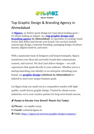 Top Graphic Design & Branding Agency in Ahmedabad