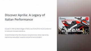 Discover Aprilia A Legacy of Italian Performance